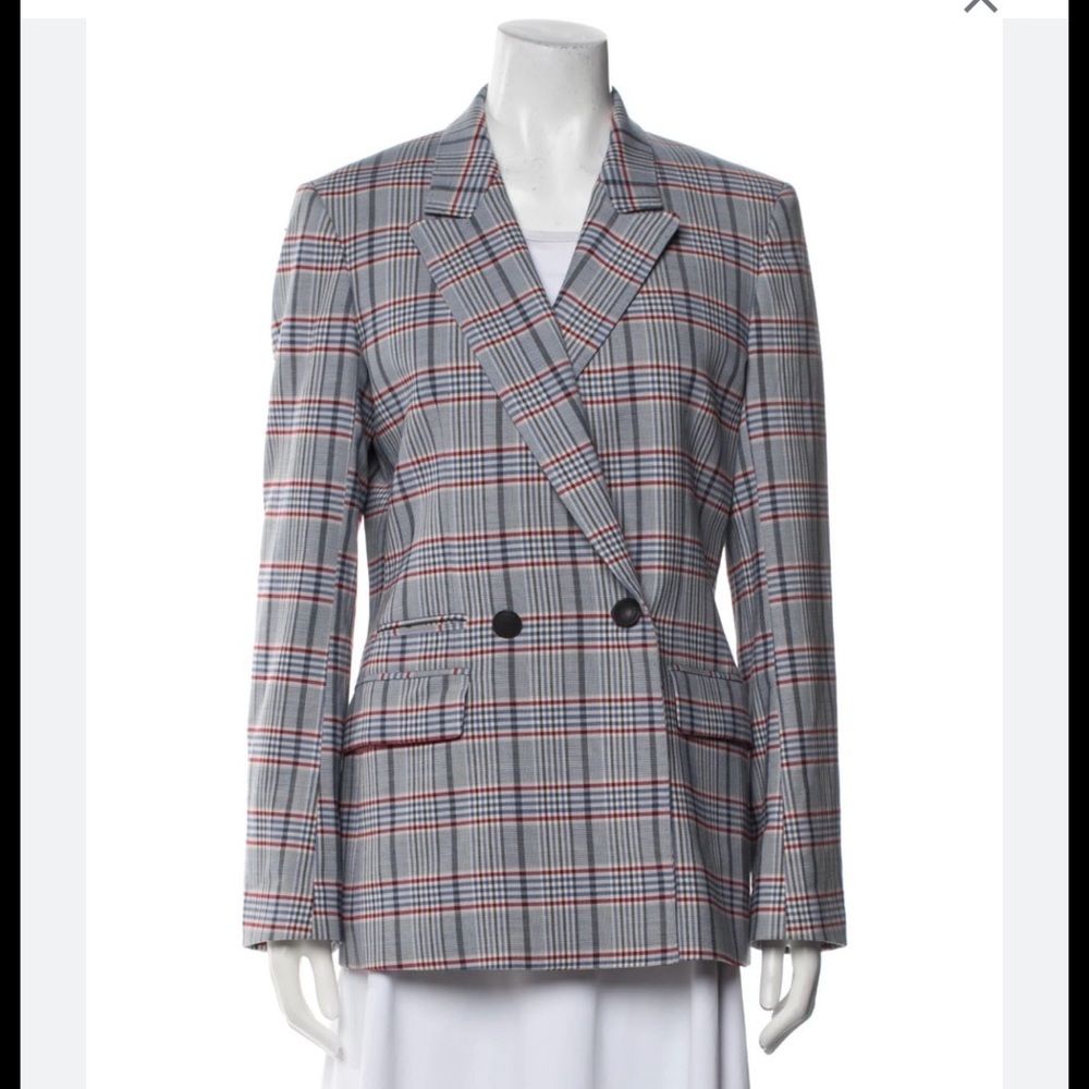 Rag & Bone Gray and Red Plaid Blazer